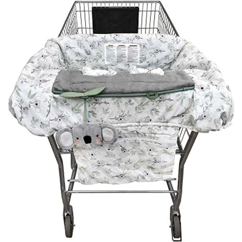 Boppy Preferred Shopping Cart and High Chair Cover with Storage Pouch,Gray Green Koala with Changeable SlideLine Toy,Plush Minky Seat,2-point Safety Belt,Wipeable and Machine Washable,6-48 months