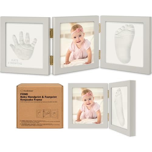Baby Shower Gifts for Boys, Girls - Baby Hand and Footprint Kit, Newborn Handprint Kit, Keepsake Photo Frame, Nursery Picture Frame,Mother's Day Gifts(Cloud Gray)