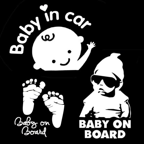 Baby on Board Car Decal Stickers - 3 Pack Safety Signs for Windows