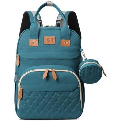 Diaper Bag Backpack, Large Diaper Bag with Changing Station, Baby Diaper Bag, New Mom Gifts, Lightweight Waterproof Unisex Diaper Bag with Insulated Pockets and USB Charging Port, Cyan