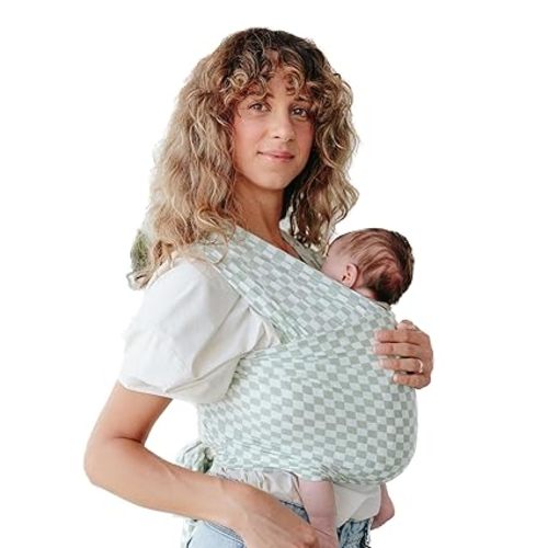 Solly Baby Wrap, Buttery-Soft Baby Carrier Newborn to Toddler 8-25 Lbs,Lightweight & Hands-Free Infant Wrap, Breathable Summer Carrier, Baby Wearing & Postpartum Essential, New Mom Gift, Fern Chequer