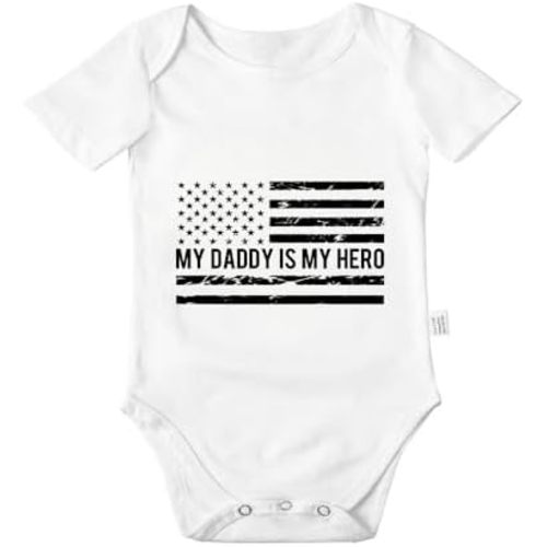 My Daddy is My Hero American Flag Bodysuits, Newborn Baby Clothes, Boys Girls Infant Cotton Outfits 0-24 Months