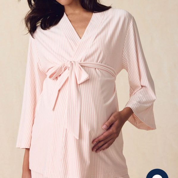 LAKE | Women | DreamModal® Pajamas | Pink Pencil Stripe Maternity Kimono Bundle