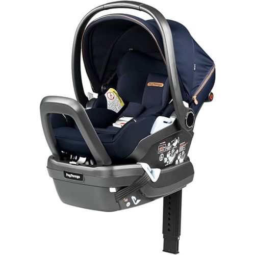 Peg Perego Primo Viaggio 4-35 Lounge - Reclining Rear Facing Infant Car Seat - Includes Base with Load Leg & Anti-Rebound Bar - for Babies 4 to 35 lbs - Made in Italy - Blue Shine (Blue)