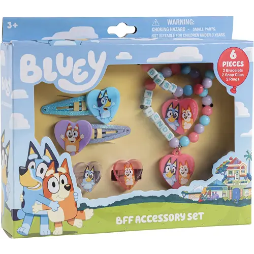 Luv Her Disney Stitch Girls BFF 6 Piece Toy Jewelry Box Set with 2 Rings, 2 Bead Bracelets and Snap Hair Clips Ages 3+