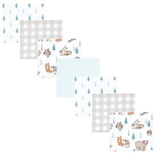 Hudson Baby Cotton Flannel Receiving Blankets Bundle, Neutral Woodland Pals, One Size