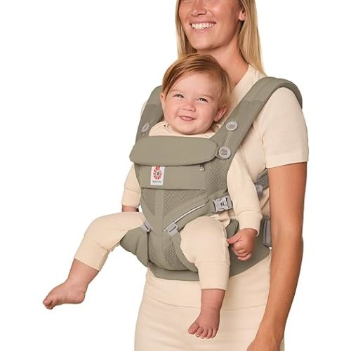 Ergobaby Omni Classic Baby Carrier for Newborn to Toddlers 0-48 Months (7-45 lbs) - 4-Position Breathable Mesh Baby Carrier with Ergonomic Support - Soft Olive