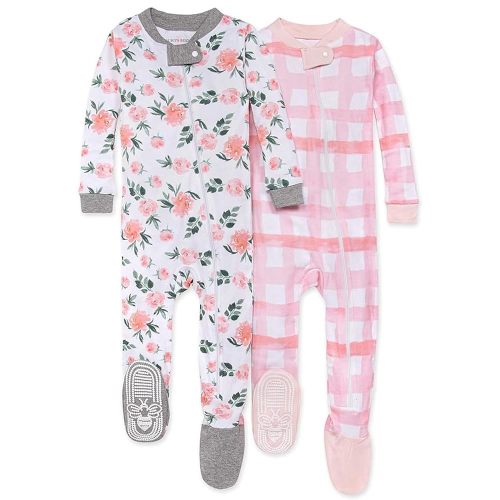 Burt's Bees Baby Girls' Snug Fit One-Piece Footed Non-Slip Sleeper Pajamas