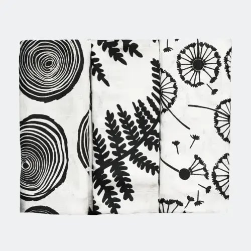 3-Pack Plant Sensory Organic Cotton Muslin Blankets