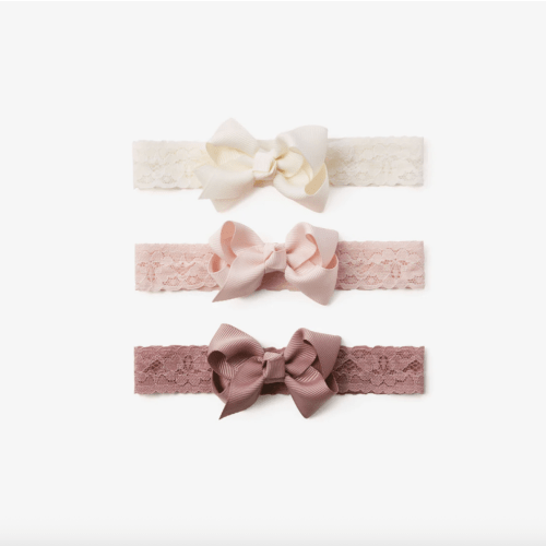 Mauve Lace Baby Girl Headbands 3pk – Elegant Baby
