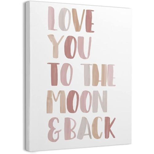 Love You to The Moon and Back Framed Canvas Wall Art Decor 11×14 inch, Neutral Nursery Love Quote Print Painting Artwork Home Wall Decoration For Home Bedroom Nursery Girls Room