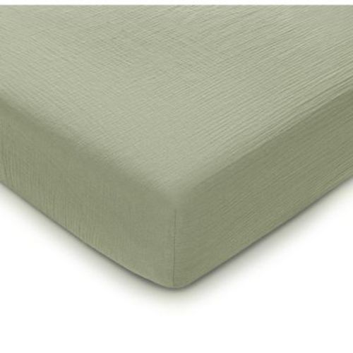Muslin Fitted Crib Sheet, Extra Soft 100% Muslin Cotton Crib Sheets for Standard Crib and Toddler Mattresses by Comfy Cubs - Sage