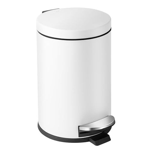 Small Trash Can with Lid, White