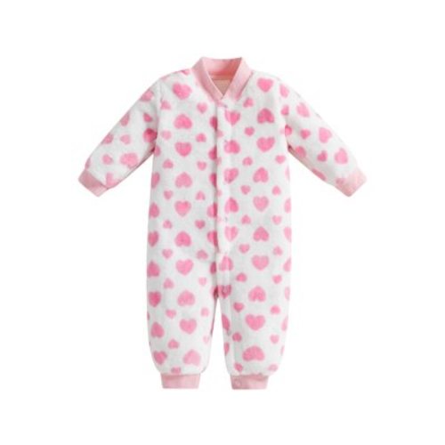 Suealasg Baby Girl Boys Jumpsuit Newborn Winter Fleece Long Sleeve Bodysuit 3M 6M 9M 12M 18M Infant Heart Footed One Piece Romper Loungewear