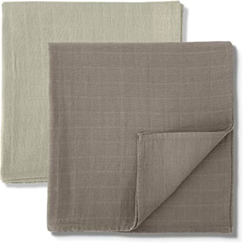 MOZAH Organic Muslin Swaddle Blankets - 100% Organic Cotton Large Swaddle Blanket - Gender Neutral Baby Gift - Brown Receiving Blankets Neutral (Taupe and Pale Taupe)