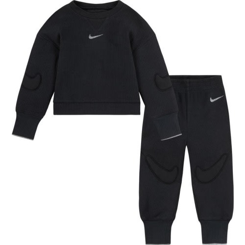 Baby Ribbed Organic Cotton Crewneck Sweatshirt & Joggers Set, 12M, Black