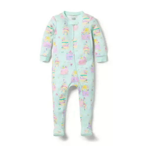 3-6 M, Baby Light Turquoise Fairy Cake Baby Good Night Footed Pajama In Fairy Cakes by Janie and Jack