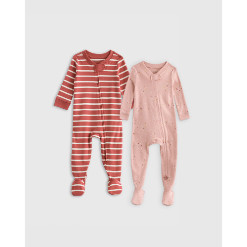 100% Organic Cotton Sleep & Play Footie Pajamas 2-Pack - Baby Girl