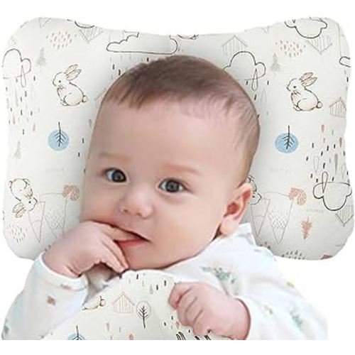 Soft Hypoallergenic Baby Head & Neck Support Bamboo Organic Cotton Cover Machine Washable (Bamboo Bunny)