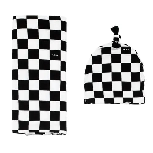 Little Sleepies Swaddle & Hat Set, Baby Swaddles Newborns, Soft Viscose from Bamboo Swaddle Blanket Wrap (Checks)