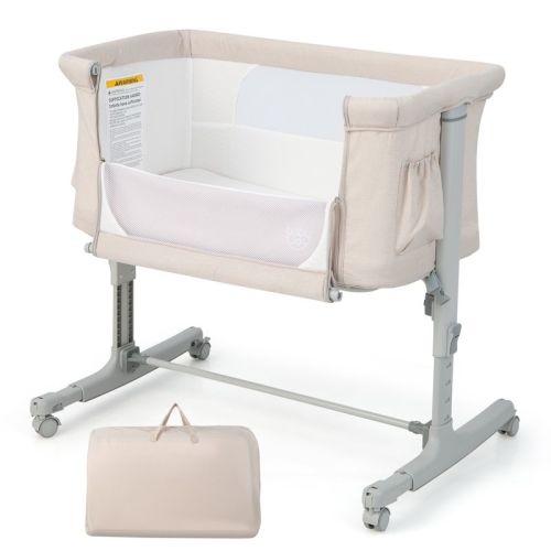 Infans 3-in-1 Baby Bassinet Beside Sleeper Crib With 5-level Adjustable Heights Beige