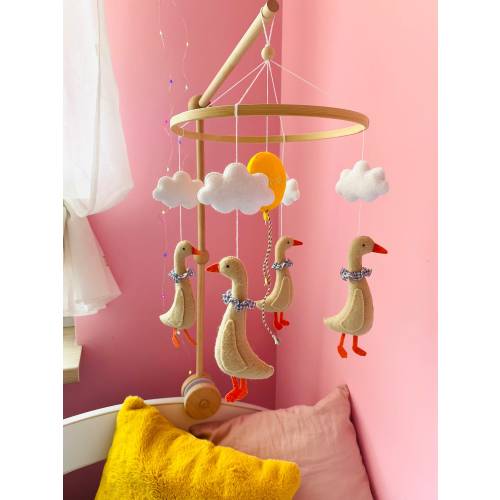 Duck Nursery - Yellow Balloon Duck Baby Mobile - Goose Baby Mobile - Crib Mobile - Goose Baby Shower - Duck Baby Shower - Goose Felt