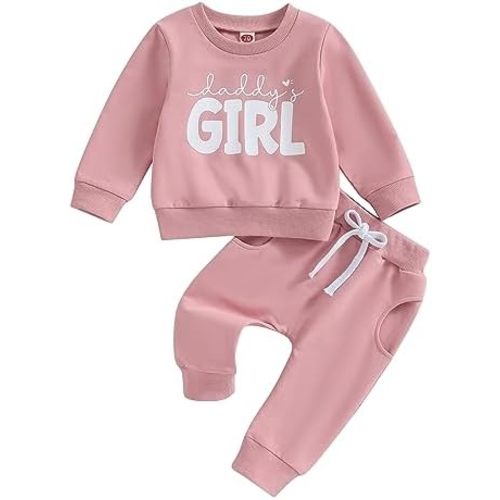 Toddler Baby Girl Clothes Daddys Girl Long Sleeve Pullover Sweatshirt Stretch Jogger Pants Infant Fall Winter Outfit
