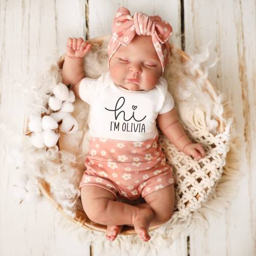 Newborn Baby Girl Going Home Outfit from Hospital Personalized Baby Girl Going Home Outfit Floral Baby Outfits Daisy