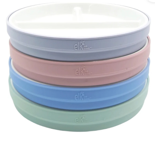 6.7"/16cm Porcelain White Divided Plates with Silicone Sleeves