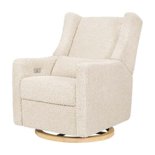 Kiwi Glider Recliner - Almond Teddy Loop with Light Wood Base