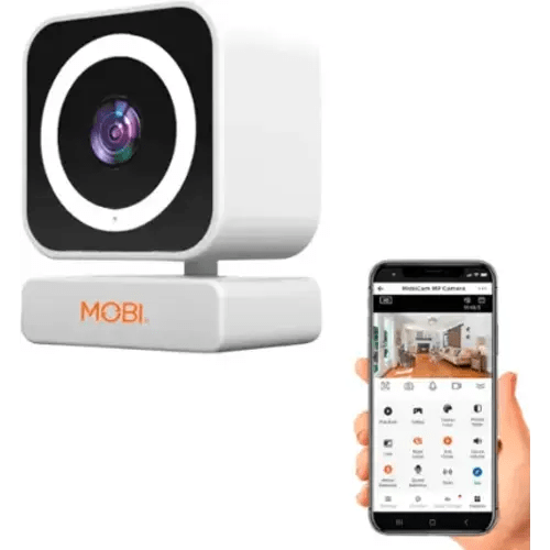 MOBI - Cam MP Smart Baby & Nursery Monitoring Camera, Indoor Security Camera w/ Dual Band WiFi, Night Vision & BLE Connectivity - White