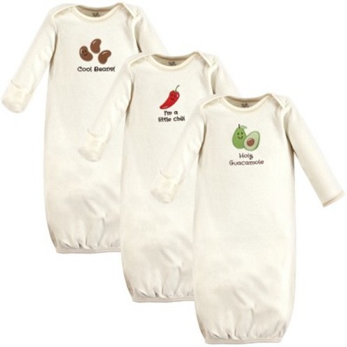 Touched by Nature Baby Organic Cotton Long-Sleeve Gowns 3pk, Guacamole, Size: 0-6 months