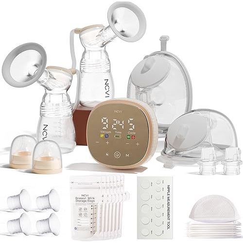 NCVI 2-in-1 Electric Breast Pump with Wearable Cups, Spa-Like Comfort with VibeRelief Massage Micro-Vibration, Hospital-Grade Suction, Pain Relief & Fully Customizable Portable Breastfeeding Pump