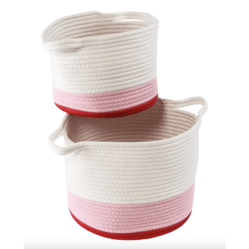 Fabric Basket With Handles (Pink)