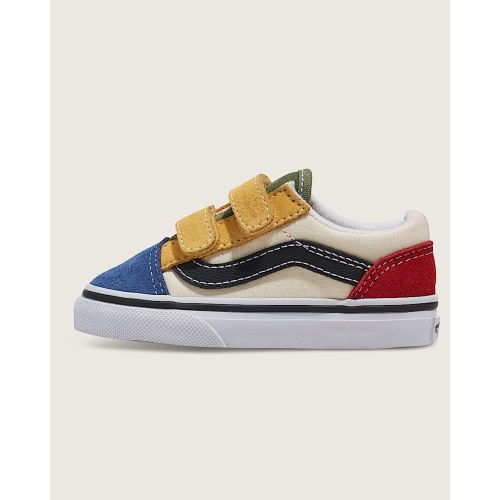 Toddler Old Skool V Shoe in White / Blue / Red / Yellow | Vans