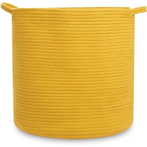 Natemia Large Storage Basket (15" x 15" x 14") - Woven Baskets for Storage, Baby Storage Basket and Toy Organizer, Blanket Basket, Perfect Baby Registry Gift, Rope Baskets for Storage, Basket Storage