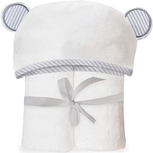 Towels for Newborn – Hooded Baby Towels, Baby Bath Towels Girl, Hooded Baby Towels Boy, Kids Bath Towels with Hood – White