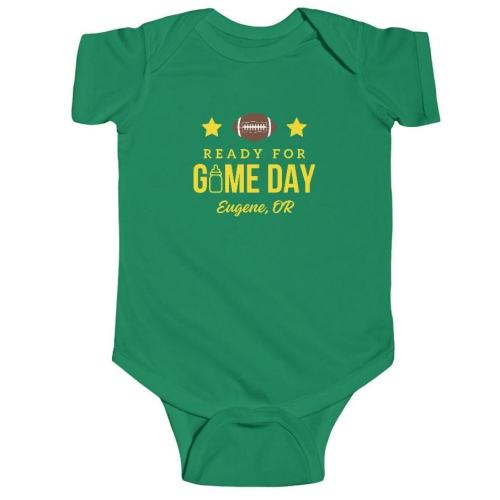 Eugene, OR Ready for Game Day - Baby Bodysuit, College Football, Young Tailgater, Campus Tailgate, Newborn, Infant, Toddler