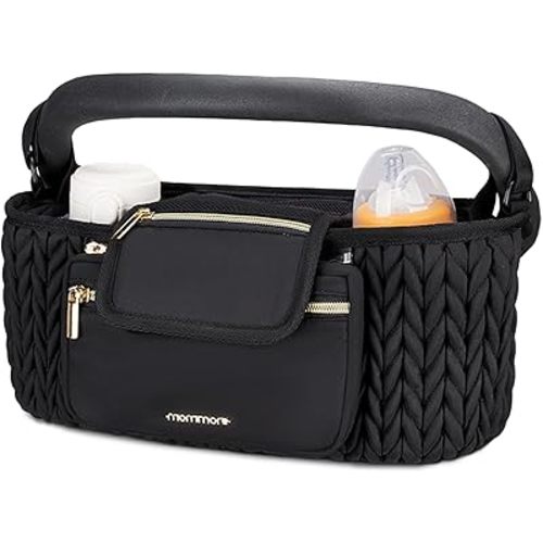 mommore Stroller Organizer with Insulated Cup Holders, Universal Stroller Caddy with Detachable Phone Bag, Stroller Accessories Fits for Uppababy, Doona, Jogger, Britax, Mompush, Bob