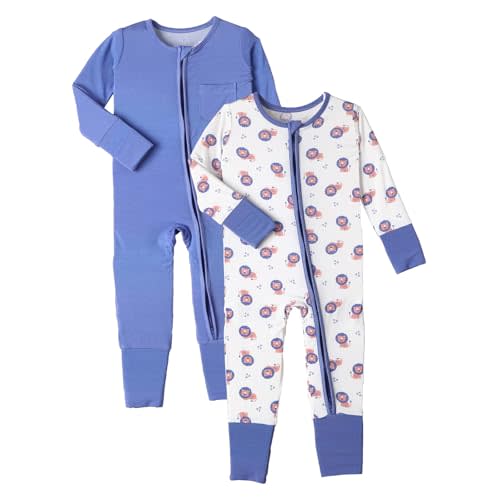 OPAWO Viscose from Bamboo Baby Pajamas Girl 2pack Mittens Cuff 2 Way Zipper Soft Footless Sleeper Baby Boy One-Piece Romper