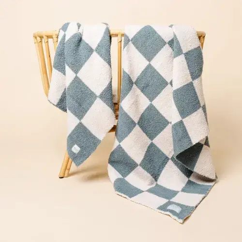 Chenille Blanket - Ocean Check - Large – Lou Lou & Company