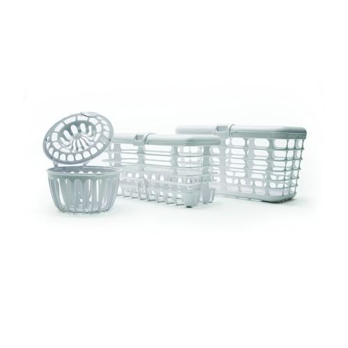 Prince Lionheart Made in USA High Capacity 3-in-1 Dishwasher and Spill Proof Vave Cleaner Basket for Toddlers & Infants Bottle Parts & Accessories | Fits all Dishwashers | 100% Recycled Plastic,White