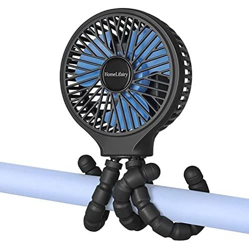 HomeLifairy Stroller Fan Clip On for Baby 5200mAh Battery Operated Fan Portable Fan Rechargeable Mini Handheld Car Seat Fan Small USB Desk Personal Fan for Stroller Accessories Crib Car Rides (Black)
