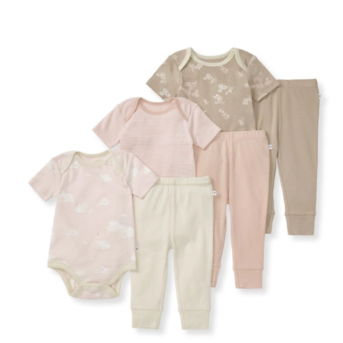 Whimsical Floral Organic Short Sleeve Bodysuit and Pant Set 3 Pack