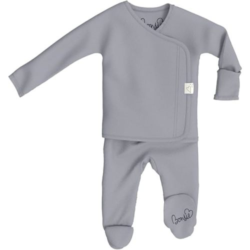 Bonsie Skin to Skin Babywear Footie - Gray Baby Footed Bodysuit - Fog