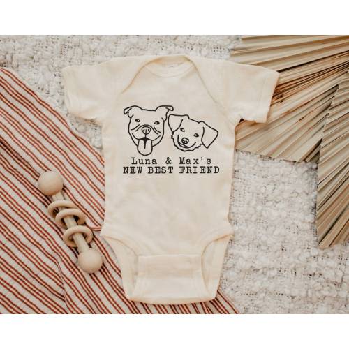 New Best Friend Onesie®, Protected By Dog Onesie®, Personalized Dog Name Onesie®, Dog Name Onesie®, Baby Shower Gift, Newborn Baby Gift