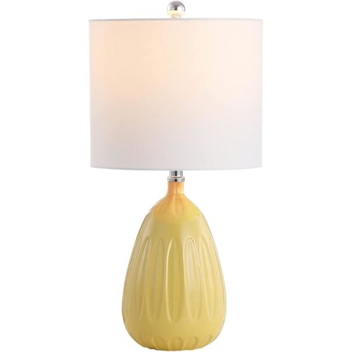 SAFAVIEH Lighting Collection Linnett Yellow 20-inch Bedroom Living Room Home Office Desk Nightstand Table Lamp (LED Bulb Included)