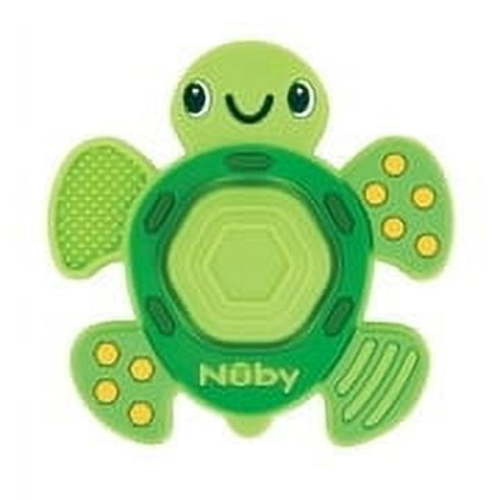 (2 pack) Nuby Teethe N' Pop Sensory Play Teether for Infants, Green Turtle Baby Teether