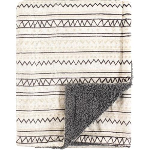 Hudson Baby Unisex Baby Plush Mink and Sherpa Blanket, Aztec, One Size