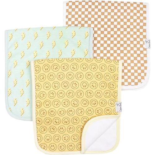 Copper Pearl Premium Baby Burp Cloths - 3-Pack Large Cotton Burp Cloths, Extra Soft Spit Up Rags with 3 Absorbent Layers, Perfect for Baby Boy and Baby Girl Gifts (21" x 10" Size, Vance Set)